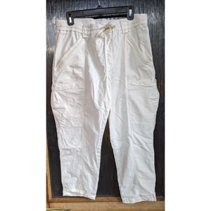Women's Anthropologie White Drawstring Linen Summer Pull On Causal Pants 31